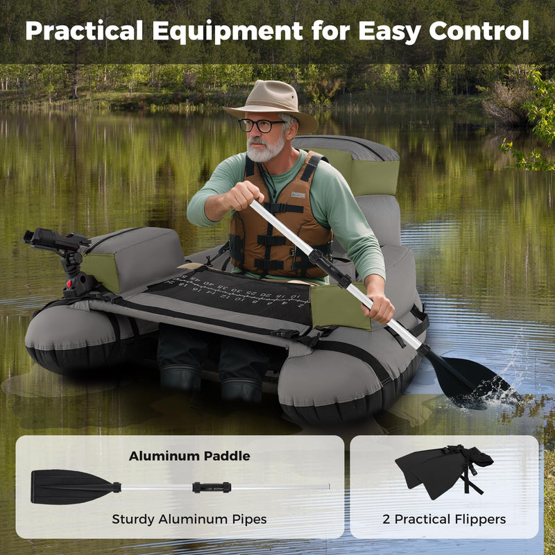 Load image into Gallery viewer, Goplus Inflatable Float Tube Fishing Belly Boat with Fish Ruler | 350LBS Load Capacity
