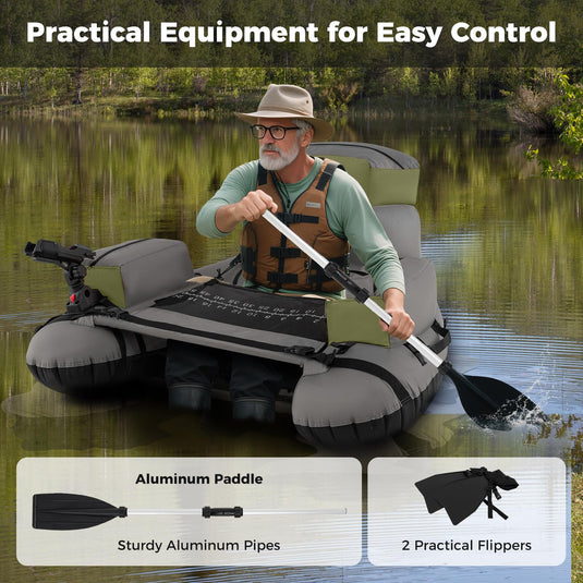 Goplus Inflatable Float Tube Fishing Belly Boat with Fish Ruler | 350LBS Load Capacity