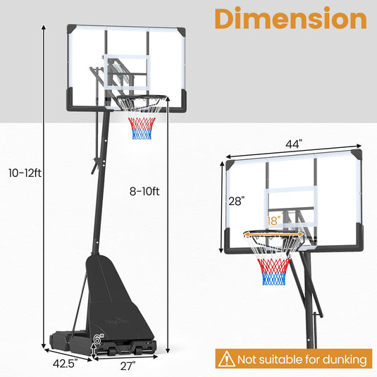 Gopplus Basketball Hoop Outdoor 8-10 FT Height Adjustable Portable Basketball Goal System