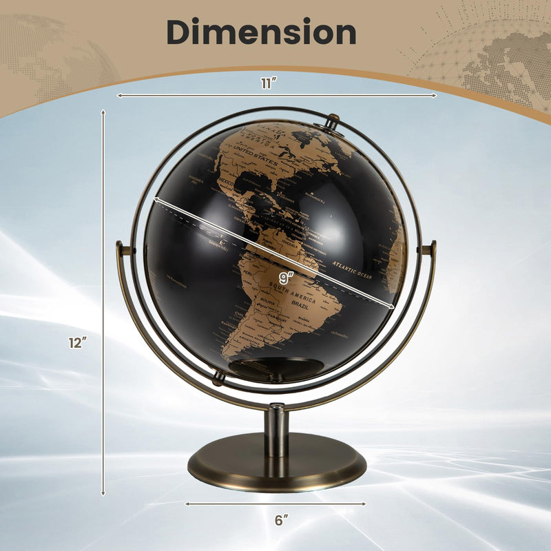 Load image into Gallery viewer, Goplus 9-Inch Metallic Black World Globe w/Metal Stand
