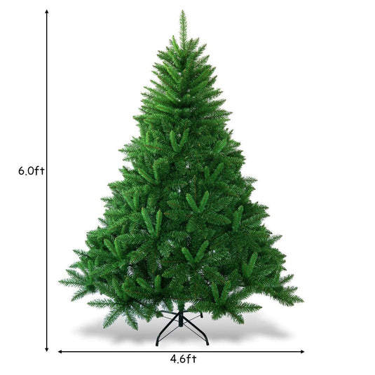 Goplus 6ft Christmas Tree Artificial Premium Hinged Spruce Full Tree with Solid Metal Stand