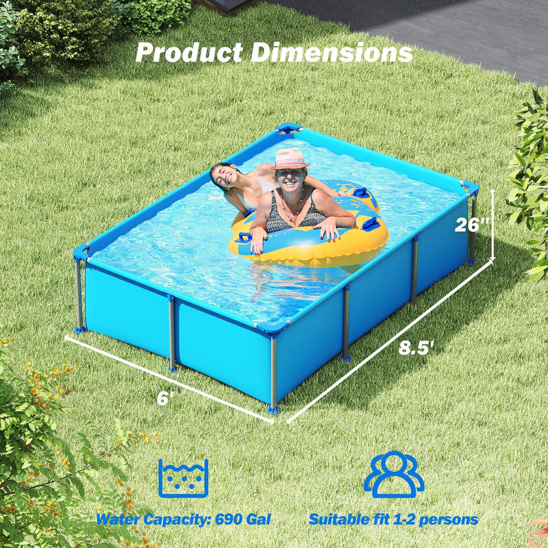 Load image into Gallery viewer, Goplus 8.5&#39; x 6&#39; x 26&quot; Rectangle Metal Frame Pool Set Above Ground Swimming Pool
