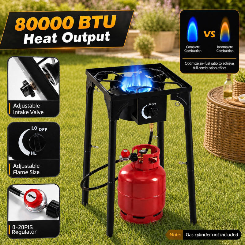 Load image into Gallery viewer, Goplus Outdoor Single Burner Gas Stove | 80,000 BTU High Pressure for Cooking BBQ Frying
