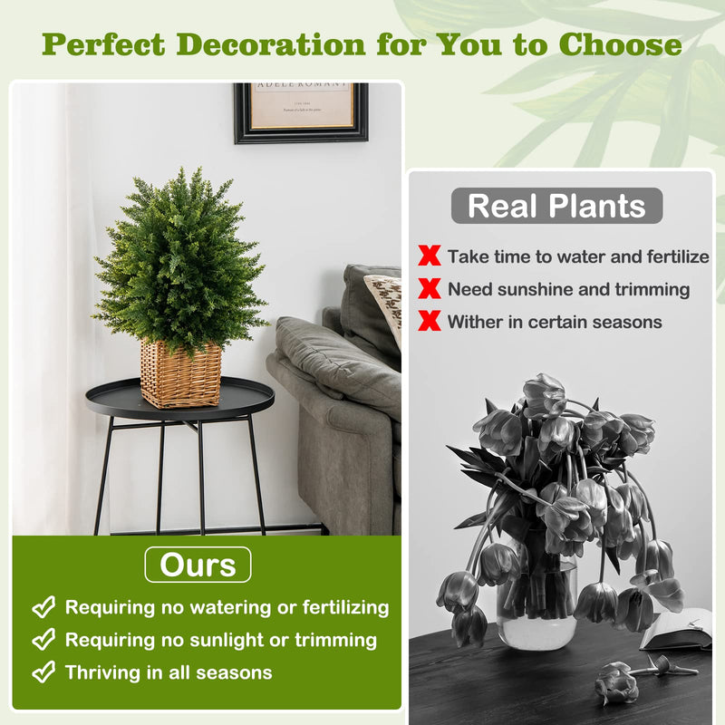 Load image into Gallery viewer, Goplus 21.5&quot; Artificial Tree, Set of 2 Faux Potted Plants Artificial Shrubs Bushes
