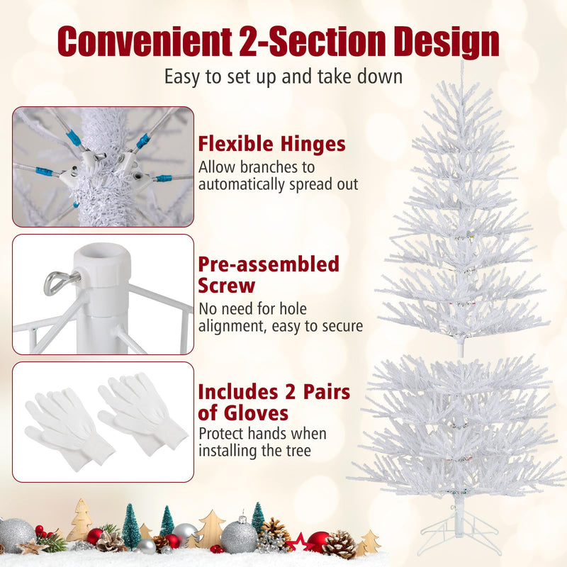 Load image into Gallery viewer, Goplus 7ft Pre-Lit Artificial Christmas Tree with 923 Multicolored LED RGB Lights
