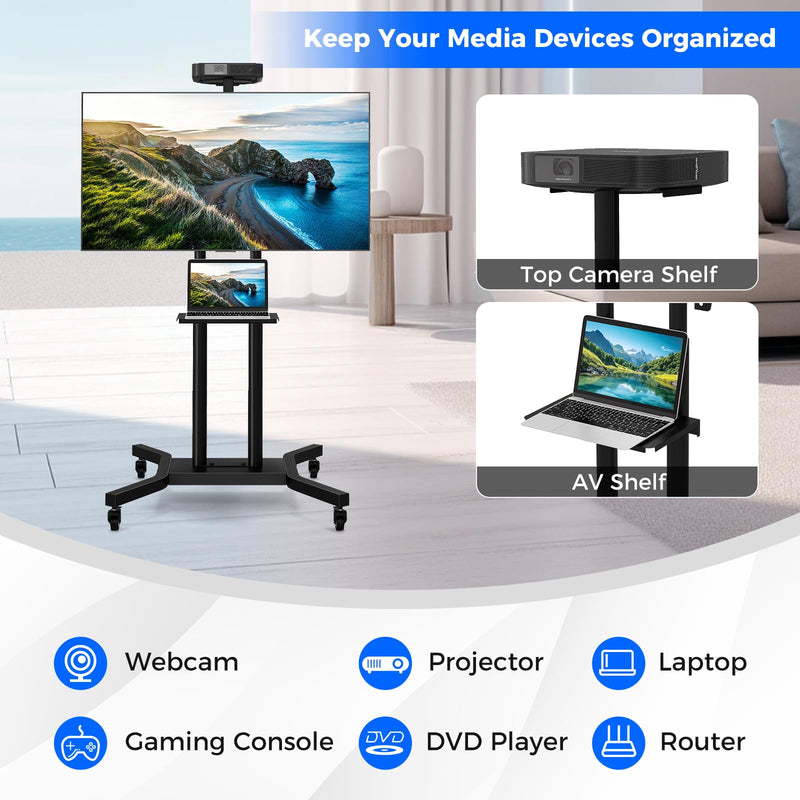 Load image into Gallery viewer, Goplus Rolling TV Stand for 32-70 Inch Flat/Curved TVs up to 110 lbs, Max VESA 600 X 400 mm
