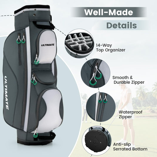 Goplus Golf Cart Bag with 14 Top Dividers