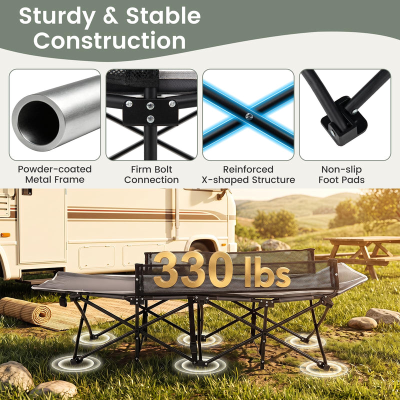 Load image into Gallery viewer, Goplus Foldable Kids Cot | Portable Travel Toddler Cot Bed with Guardrail for Outdoor Indoor

