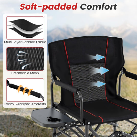 Goplus Heavy-Duty Director Chair with Side Table Cup Holder & Carrying Bag
