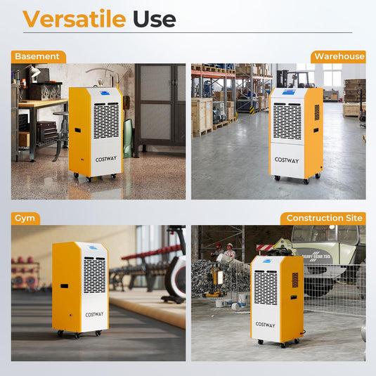 290 Pints Commercial Dehumidifier with Pump, Industrial Dehumidifier with Drain Hose, 24H Timer & Wheels for Basement