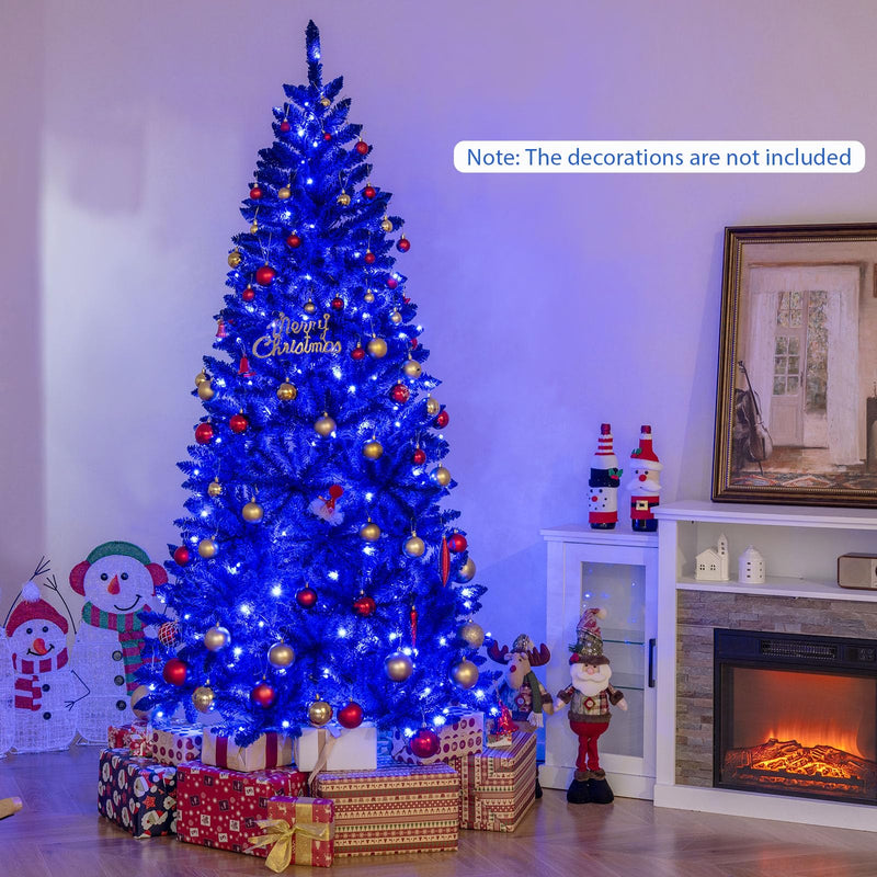 Load image into Gallery viewer, Goplus 7 FT Pre-Lit Royal Blue Snow Flocked Christmas Tree with 340 LED Lights
