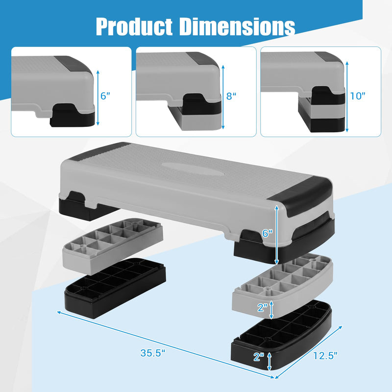 Load image into Gallery viewer, Goplus 35.5" Aerobic Step Platform w/4 Risers | Exercise Stepper for Home Gym Workout
