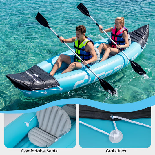 Goplus 10.5 FT Inflatable Kayak 2 Person with Aluminum Paddles Fin Seats and Foot Pump