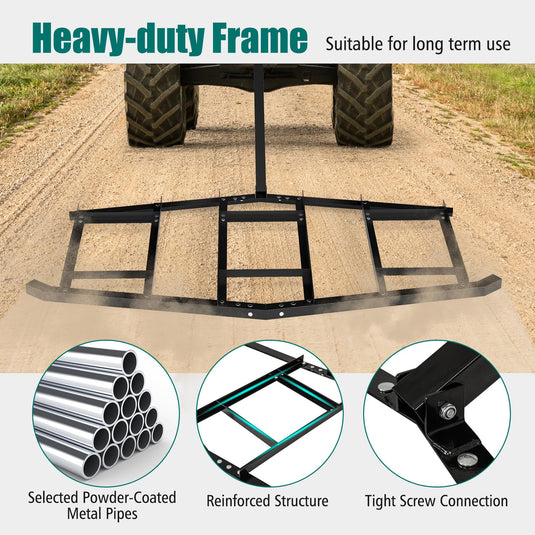 Goplus 84" Wide Driveway Drag Tow Behind Landscape Leveling Rake w/Reinforced Bars