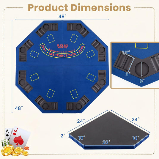 Goplus 48" Poker Table Top - 8 Player Foldable Texas Holdem Poker Table Topper