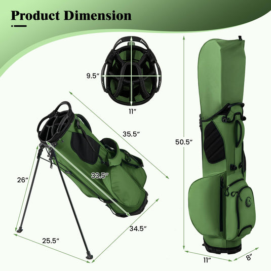 Goplus Golf Stand Bag with 8-Way Top Dividers Rain Hood 5 Pockets