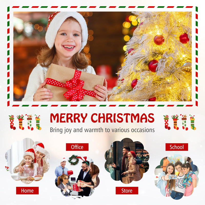 Load image into Gallery viewer, Goplus 6ft Pre-Lit Snow Flocked Christmas Tree, Artificial Hinged Full Xmas Tree with 519 PVC &amp; Pine Needles

