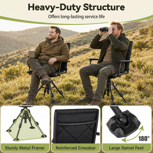 Goplus 360° Swivel Hunting Chair with Adjustable Height and Removable Cushion