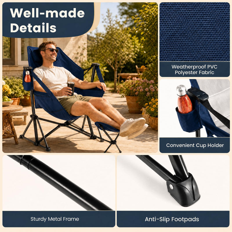 Load image into Gallery viewer, Goplus Portable Folding Camping Reclining Chair with Footrest and Adjustable Backrest

