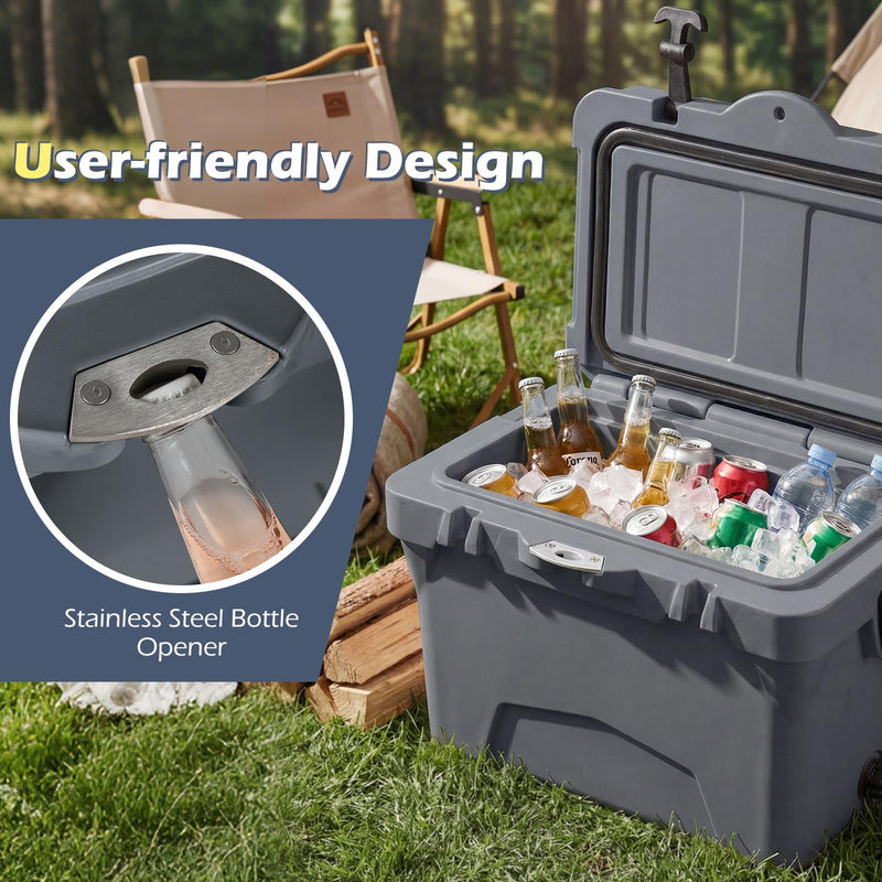 Load image into Gallery viewer, Goplus 20QT Insulated Ice Chest w/Portable Handles Cup Holders Ruler for Camping Fishing
