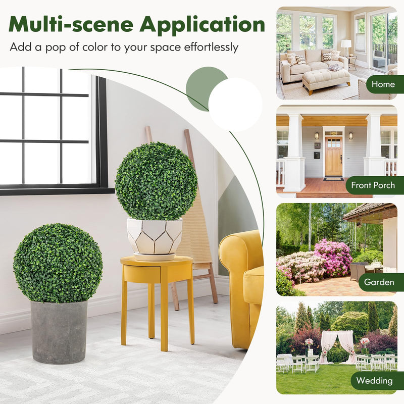 Load image into Gallery viewer, Goplus 2 PCS 16 Inch Artificial Plant Topiary Ball, Round Faux Boxwood Balls Outdoor, Wedding and Home Décor
