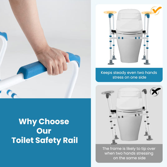 Goplus Toilet Safety Rails, Heavy Duty Toilet Safety Frames & Rails with Handles for Elderly, Handicap and Disabled