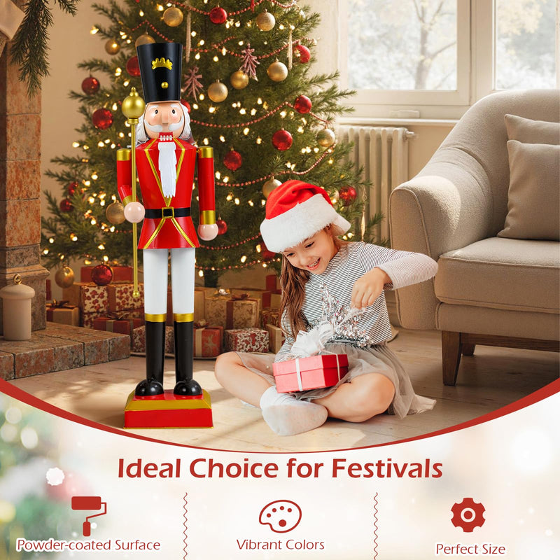 Load image into Gallery viewer, Goplus 32.5 Inch Christmas Nutcracker with High Hat and Beautiful Scepter
