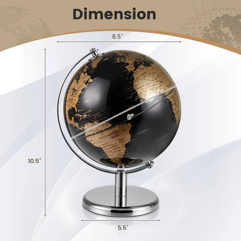 Load image into Gallery viewer, Goplus 8-Inch Metallic Black World Globe Educational Learning Toy
