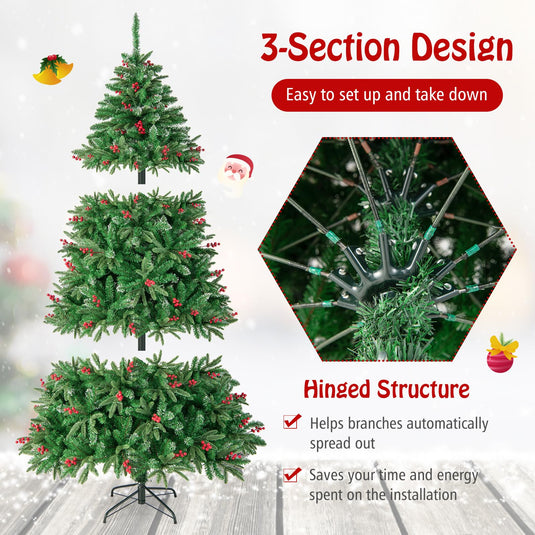 Goplus 6ft Pre-Lit Artificial Christmas Tree for Holiday Party Office Home Decor