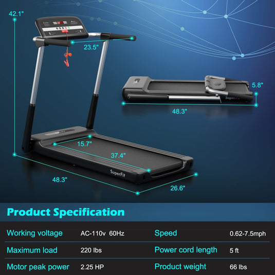 2.25HP Folding Treadmill - Goplus 