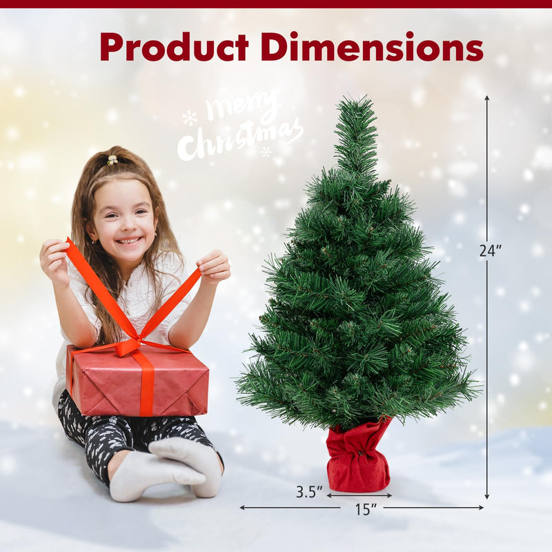 Load image into Gallery viewer, Goplus Tabletop Battery Operated Small Fir Xmas Tree with Warm White LED Lights
