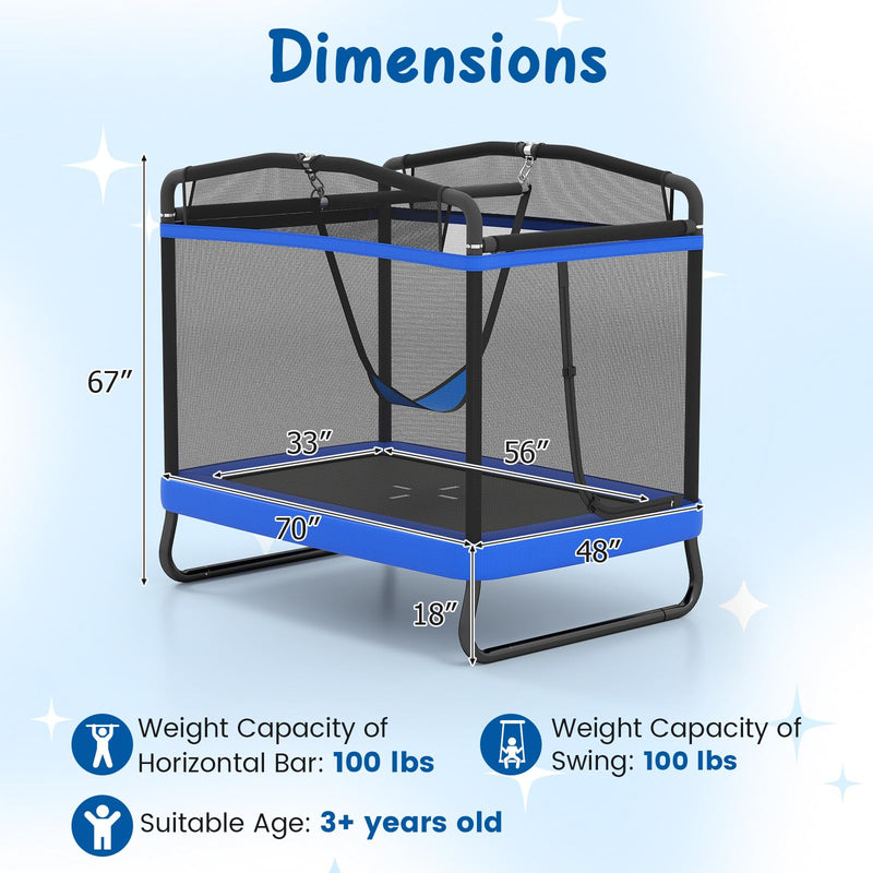Load image into Gallery viewer, Goplus 6 x 4 FT Rectangle Kids Trampoline with Swing for Children Boys Girls
