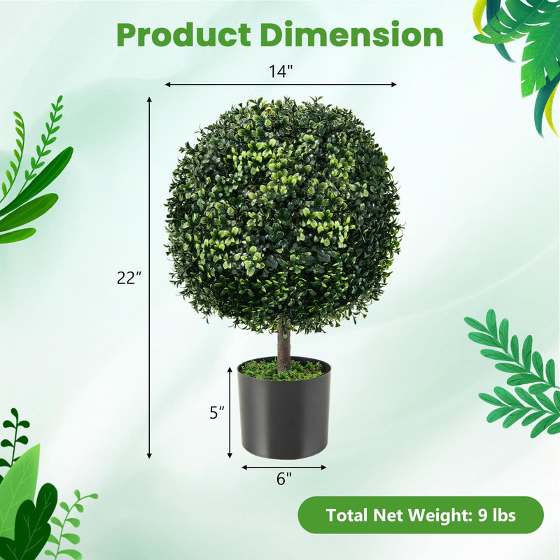 Load image into Gallery viewer, Goplus 22&quot; Artificial Boxwood Topiary Ball Tree
