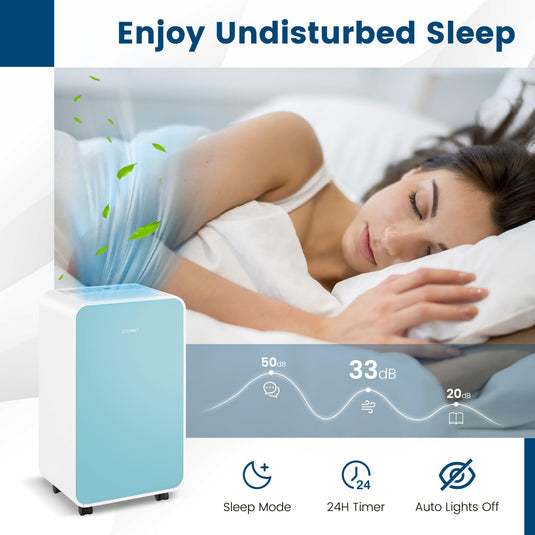 32 Pints/Day Portable Quiet Dehumidifier for Rooms up to 2500 Sq. Ft w/ Sleep Mode, 24H Timer