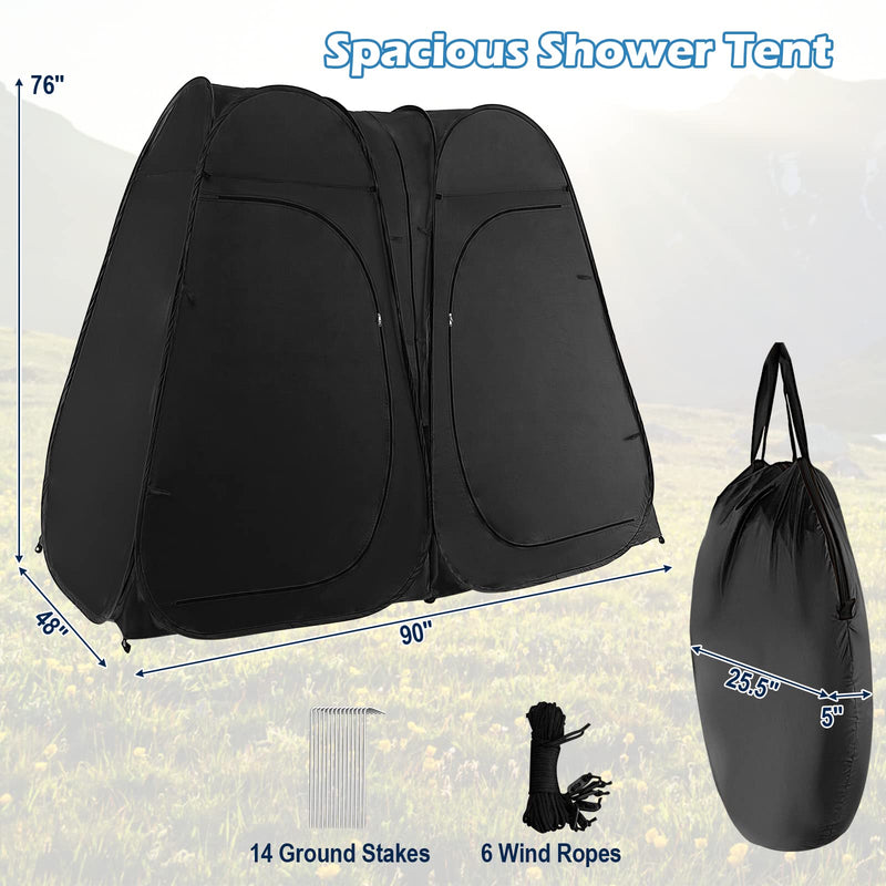 Load image into Gallery viewer, Goplus 2 Room Pop Up Shower Tent, 7.5FT Changing Tent with Ground Stake, Wind Rope, Carry Bag
