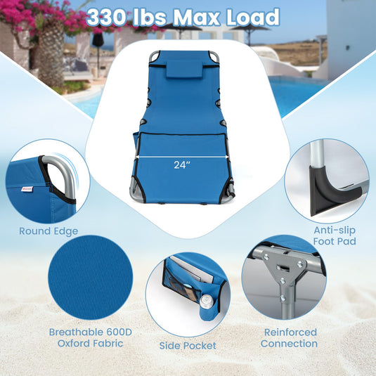 Goplus Lounge Chairs for Outside, 5-Position Tanning Chair w/Face & Arm Hole