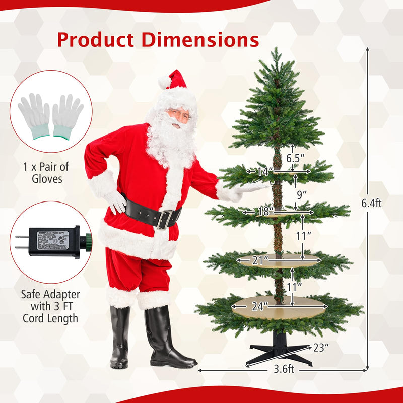 Load image into Gallery viewer, Goplus 6.4 FT Pre-Lit Artificial Christmas Tree with 360° Rotatable Base
