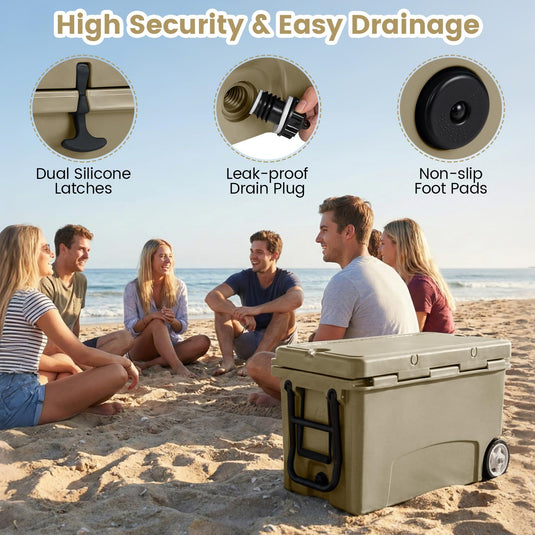 Goplus 75QT Portable Hard Cooler w/6-Day Ice Retention Pull Handle Wheels