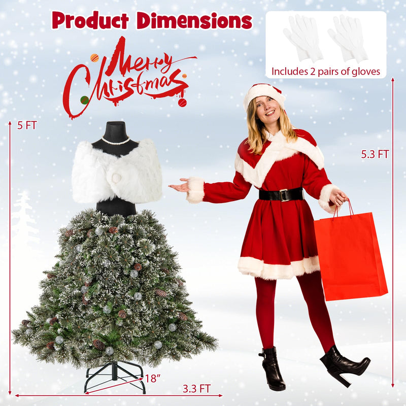 Load image into Gallery viewer, Goplus 5ft Pre-Lit Dress Form Christmas Tree with Female Mannequin Torso Shawl Necklace
