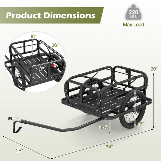 Goplus Heavy-Duty Bike Cargo Trailer with Universal Hitch & 16” Large Tires