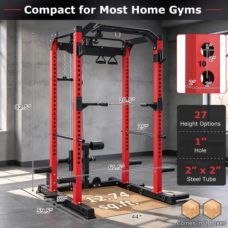 Load image into Gallery viewer, Goplus 2000LBS Power Cage with Cable Crossover System Landmine Attachment for Home Gym Garage
