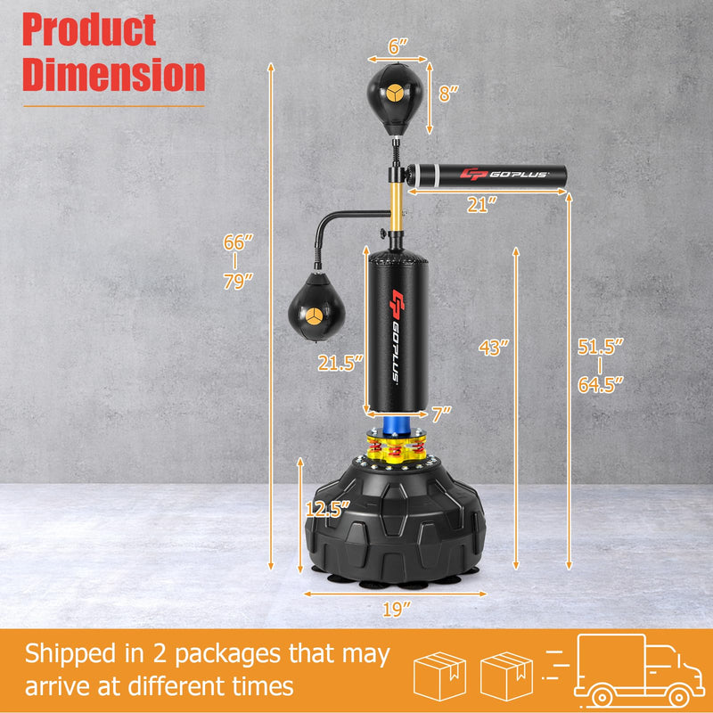Load image into Gallery viewer, Goplus Boxing Speed Trainer, Freestanding Punching Bag 360-degree Spinning Bar with 2 Reflex Speed Balls
