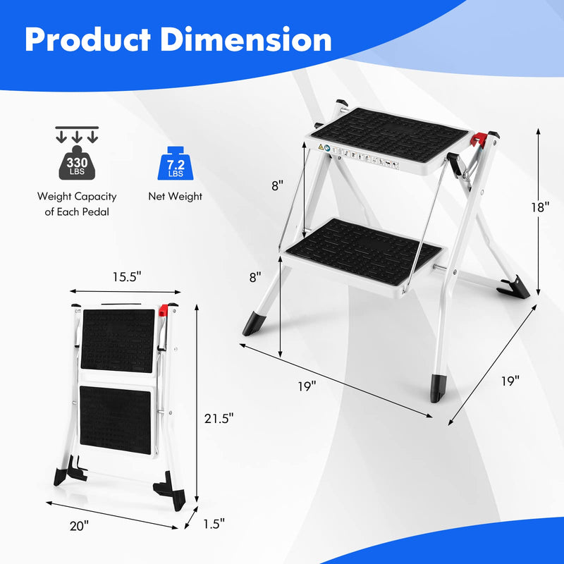 Load image into Gallery viewer, Goplus 2 Step Ladder, Lightweight Folding Step Stool with Anti-Slip Pedals
