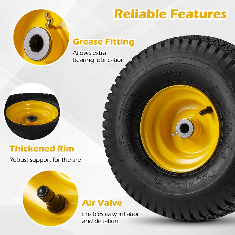 Load image into Gallery viewer, Goplus 15 x 6.00-6 Tubeless Tires &amp; Wheels (2 Pack)

