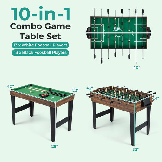 Goplus 10-in-1 Combination Multi Game Table Set for Game Night