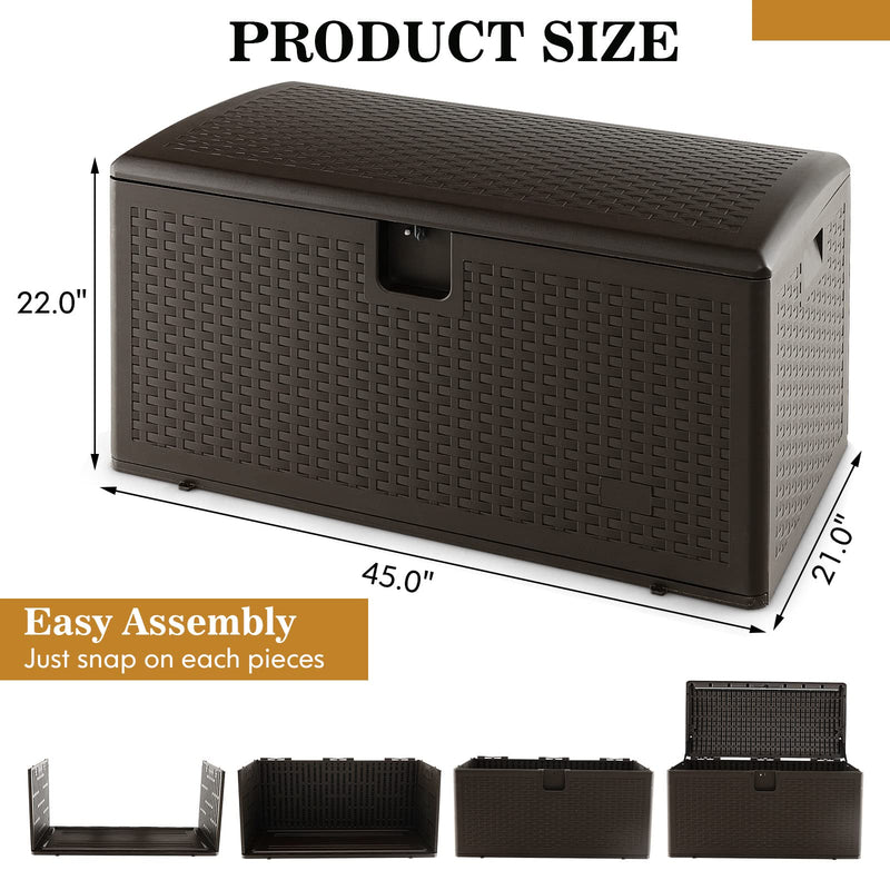 Load image into Gallery viewer, Goplus Outdoor Storage Box, 31 73 100 Gallon Waterproof Resin Patio Storage Box with Lockable Lid, Side Handle for Pillows, Cushions
