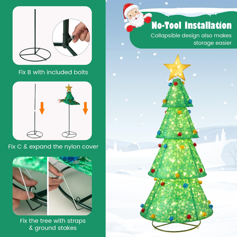 Load image into Gallery viewer, Goplus 6.5FT Pull-Up Christmas Tree with 200 Warm White LED Lights
