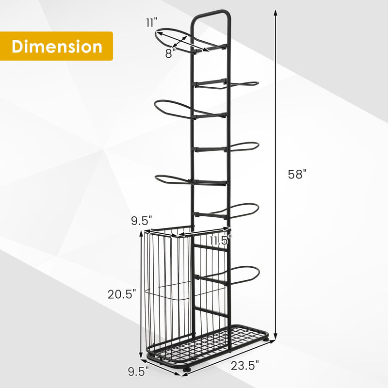 Load image into Gallery viewer, Goplus Garage Sports Equipment Organizer, 7 Ball Storage Rack with Basket, 7-Tier Detachable Stand
