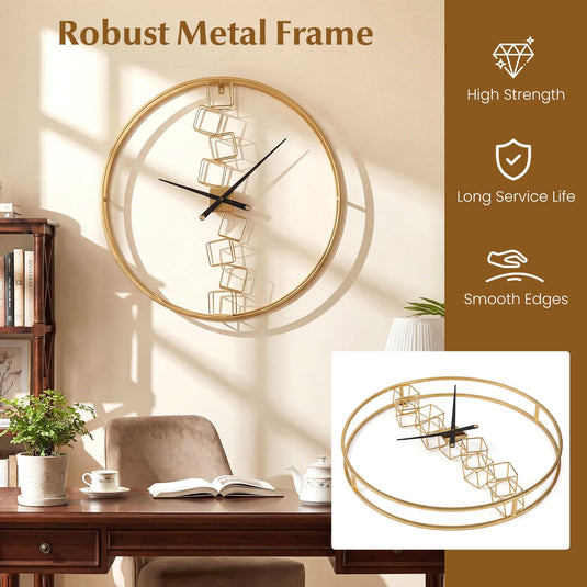 Goplus 27" Nordic Style Big Metal Wall Clock Battery-Operated Wall Decoration for Living Room