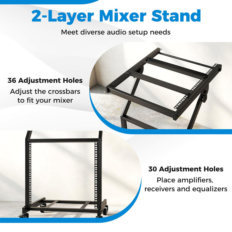 Load image into Gallery viewer, Goplus 9U DJ Mixer Stand with Lockable Wheels | Professional Studio Equipment Case Stand
